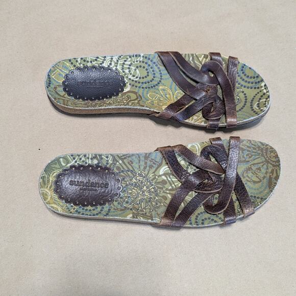 Sundance Leather Slip On Slide Sandals Boho Casual Minimalist Summer Womens 9 - Picture 2 of 5